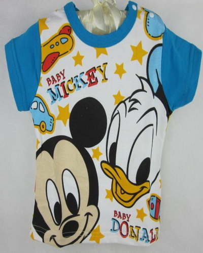 boy tees blue white color with Mickey Donald design
